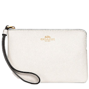 Coach F15154 Corner Zip Wristlet in Glitter Crossgrain Leather IM/Chalk